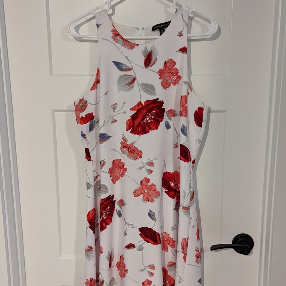 Banana Republic White Dress with Flowers
